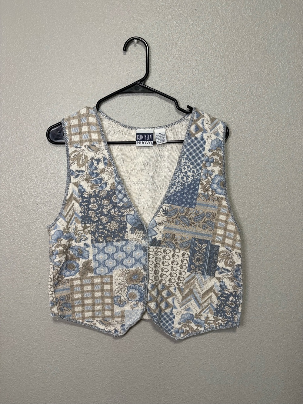 Vintage 90s County Seat Nuovo Patchwork Tapestry Vest USA Made Boho M
